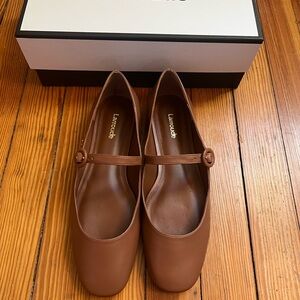 NWT Larroudé Brown Leather Blair Flats (Size 8.5)
